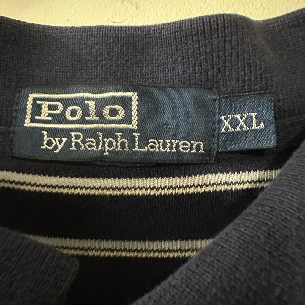 Polo Ralph Lauren Striped Blue And White Luxury Collar Polo Shirt Men’s Size XXL - Picture 4 of 8
